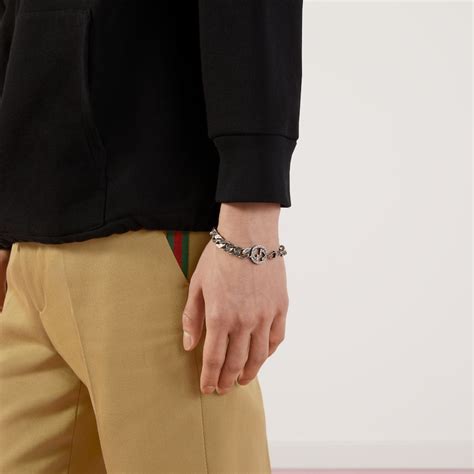 silver bracelet with interlocking g gucci